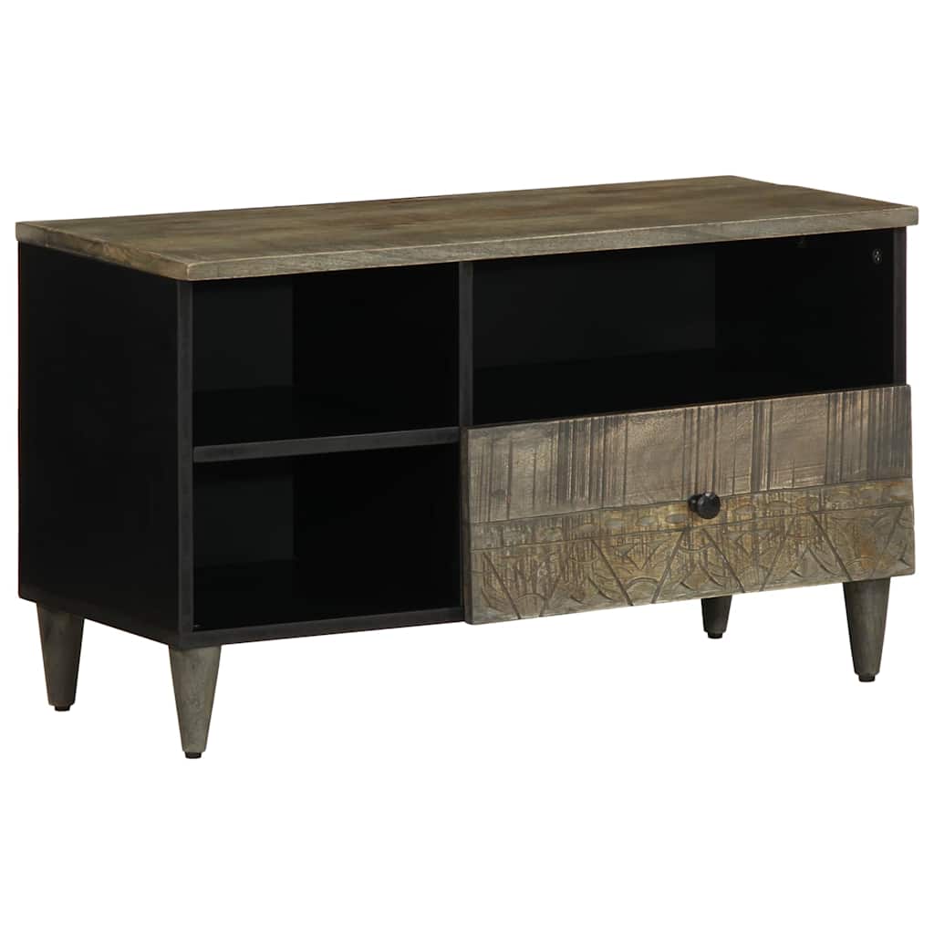 vidaXL TV Cabinet Black 80x33x46 cm Solid Wood Mango 1