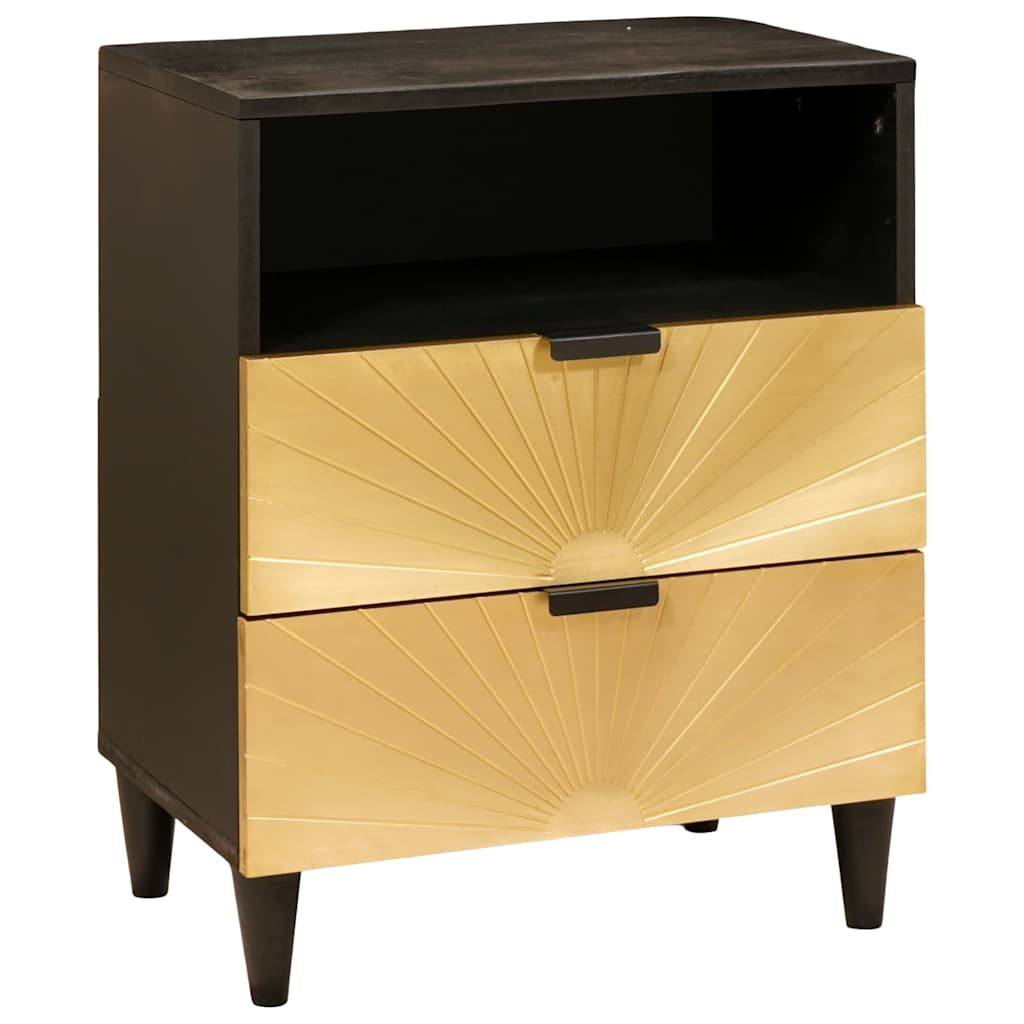 vidaXL Bedside Table Black and Gold 50 x 33 x 62 cm Engineered Wood 1