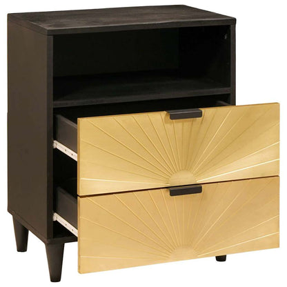 vidaXL Bedside Table Black and Gold 50 x 33 x 62 cm Engineered Wood 2