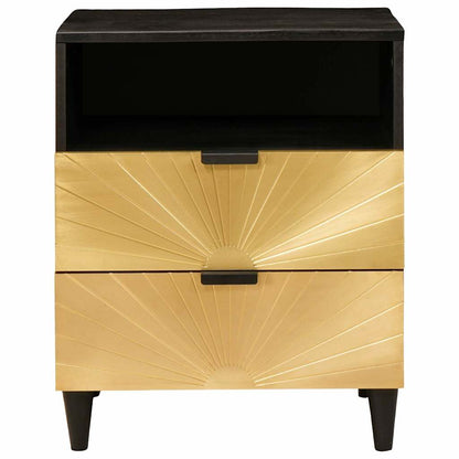 vidaXL Bedside Table Black and Gold 50 x 33 x 62 cm Engineered Wood 3