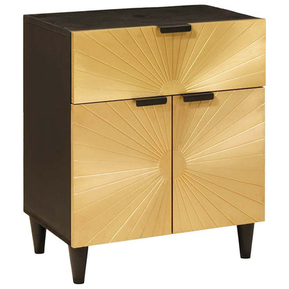 vidaXL Bedside Table Black and Gold 50 x 33 x 60 cm Engineered Wood 1