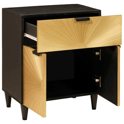 vidaXL Bedside Table Black and Gold 50 x 33 x 60 cm Engineered Wood 2
