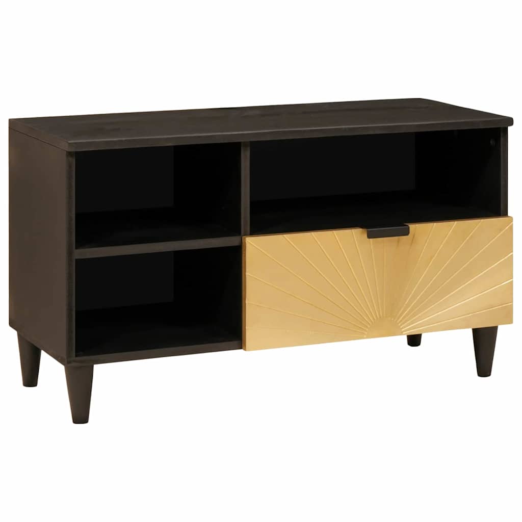 vidaXL TV Cabinet Black and Gold 80 x 33 x 46 cm Engineered Wood 1