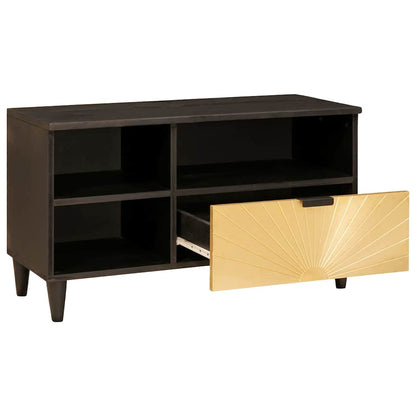 vidaXL TV Cabinet Black and Gold 80 x 33 x 46 cm Engineered Wood 2