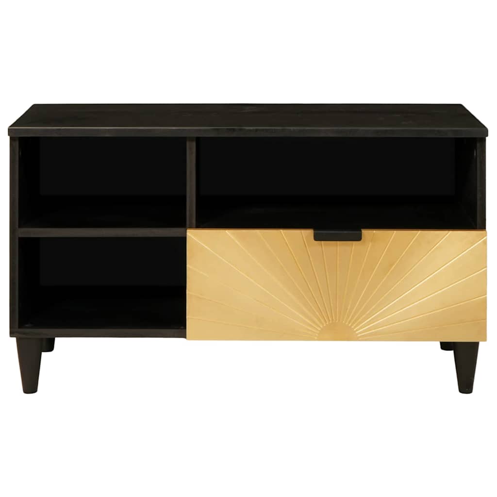 vidaXL TV Cabinet Black and Gold 80 x 33 x 46 cm Engineered Wood 3