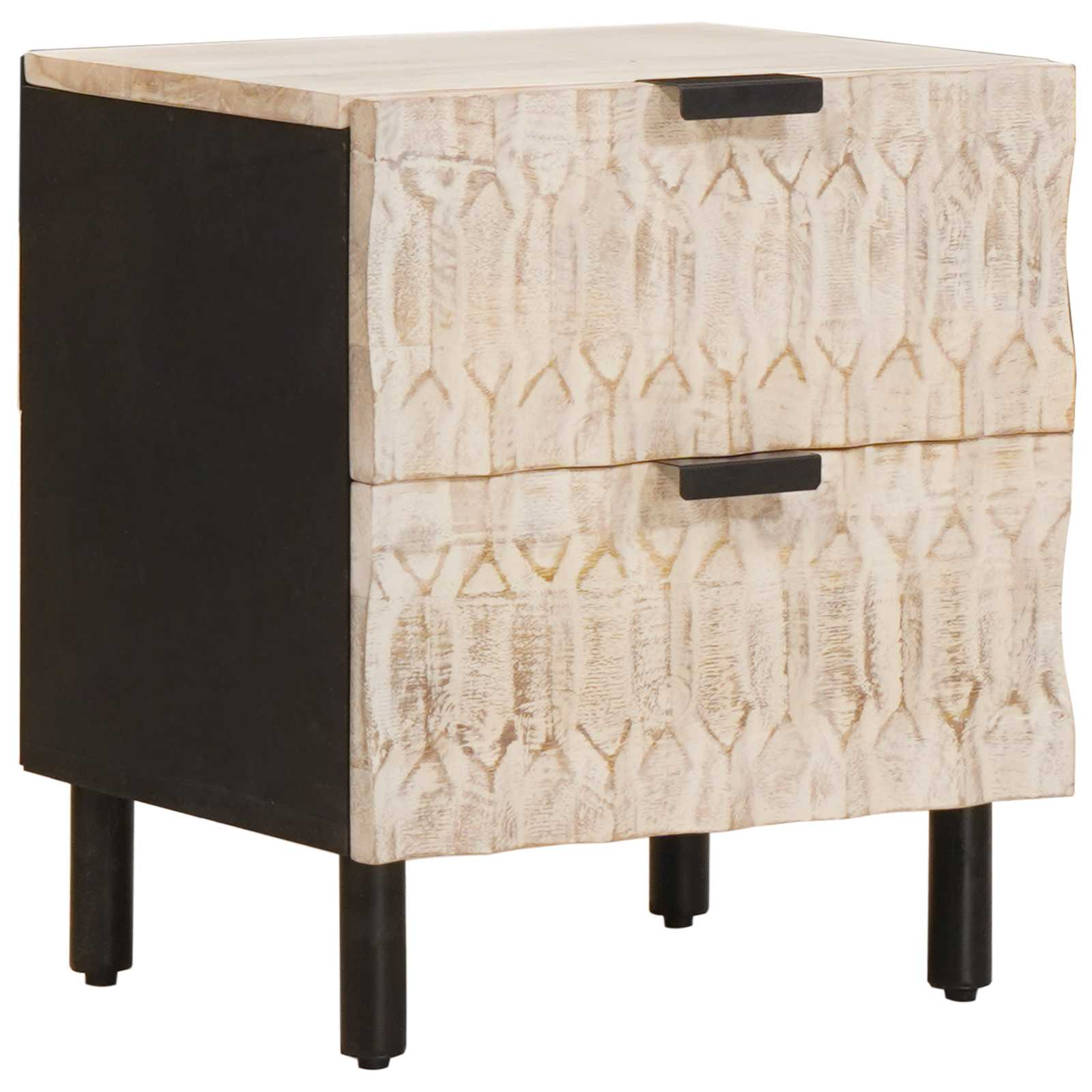 vidaXL Bedside Cabinet White 40 x 33 x 46 cm Solid Mango Wood 1