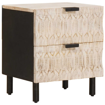 vidaXL Bedside Cabinet White 40 x 33 x 46 cm Solid Mango Wood 1
