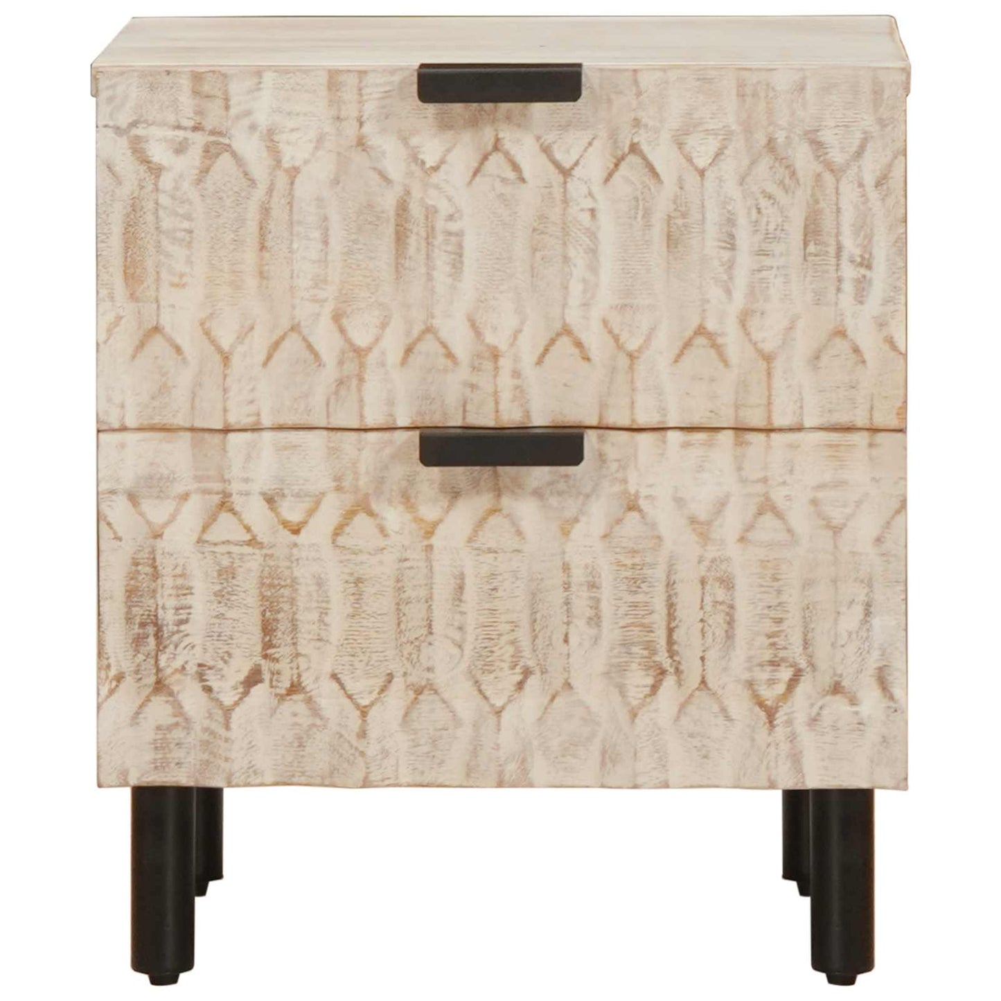 vidaXL Bedside Cabinet White 40 x 33 x 46 cm Solid Mango Wood 3