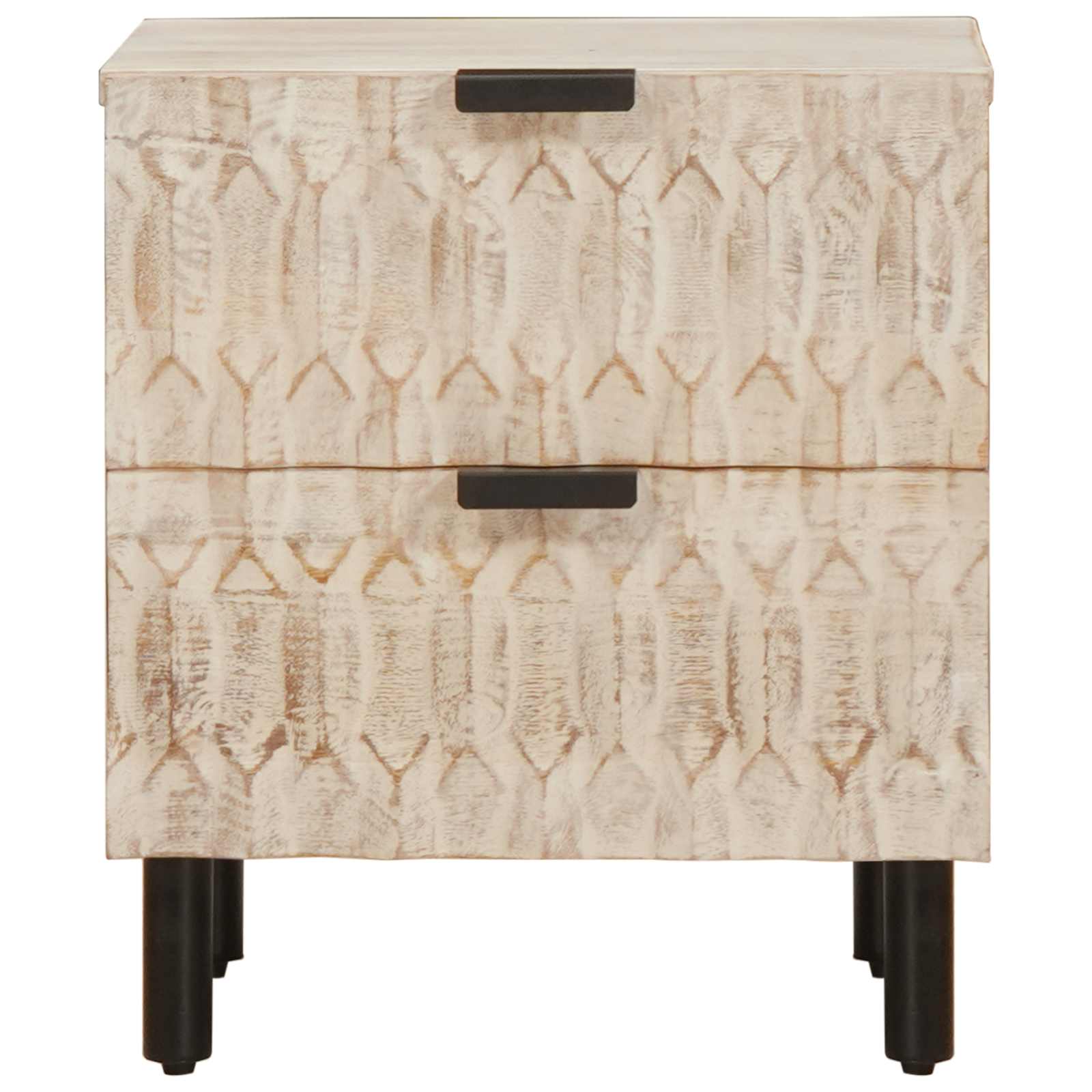 vidaXL Bedside Cabinet White 40 x 33 x 46 cm Solid Mango Wood 3