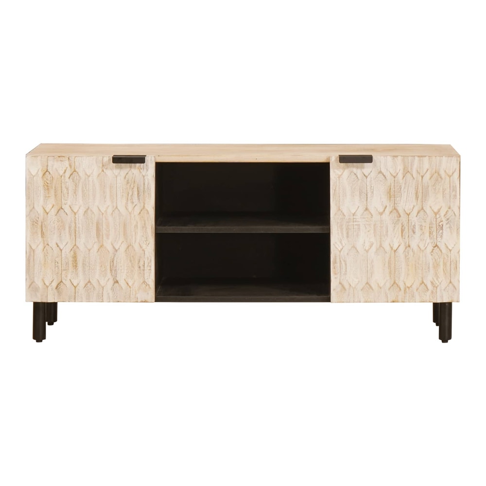 TV Cabinet with Shelf 105 x 33 x 46 cm White wash finish