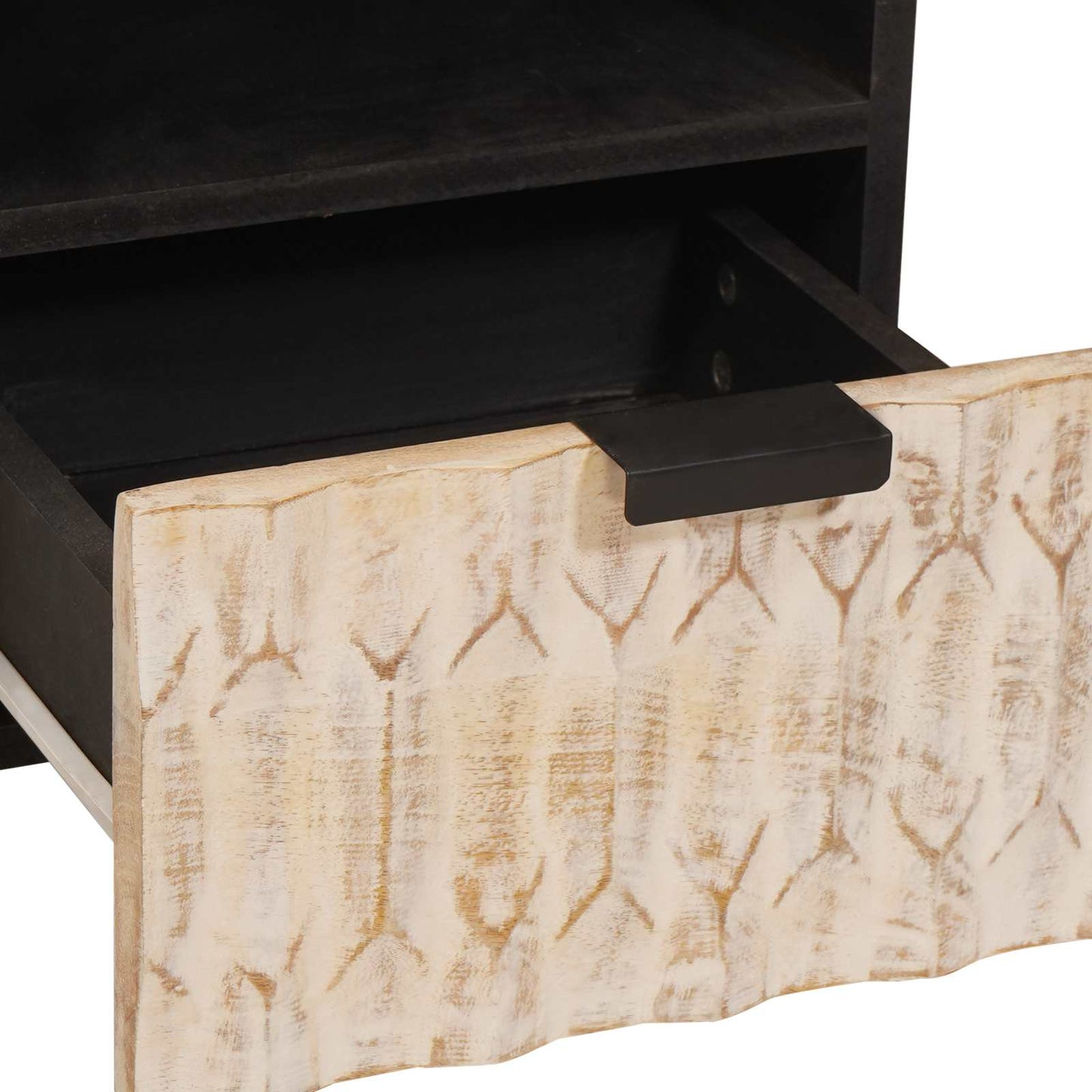 vidaXL TV Cabinet White Wash Finish 70 x 33 x 46 cm Solid Mango Wood 6