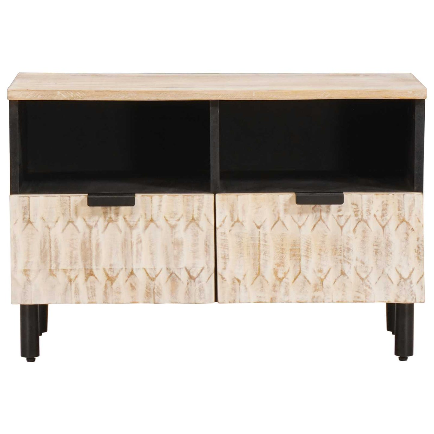 vidaXL TV Cabinet White Wash Finish 70 x 33 x 46 cm Solid Mango Wood 3