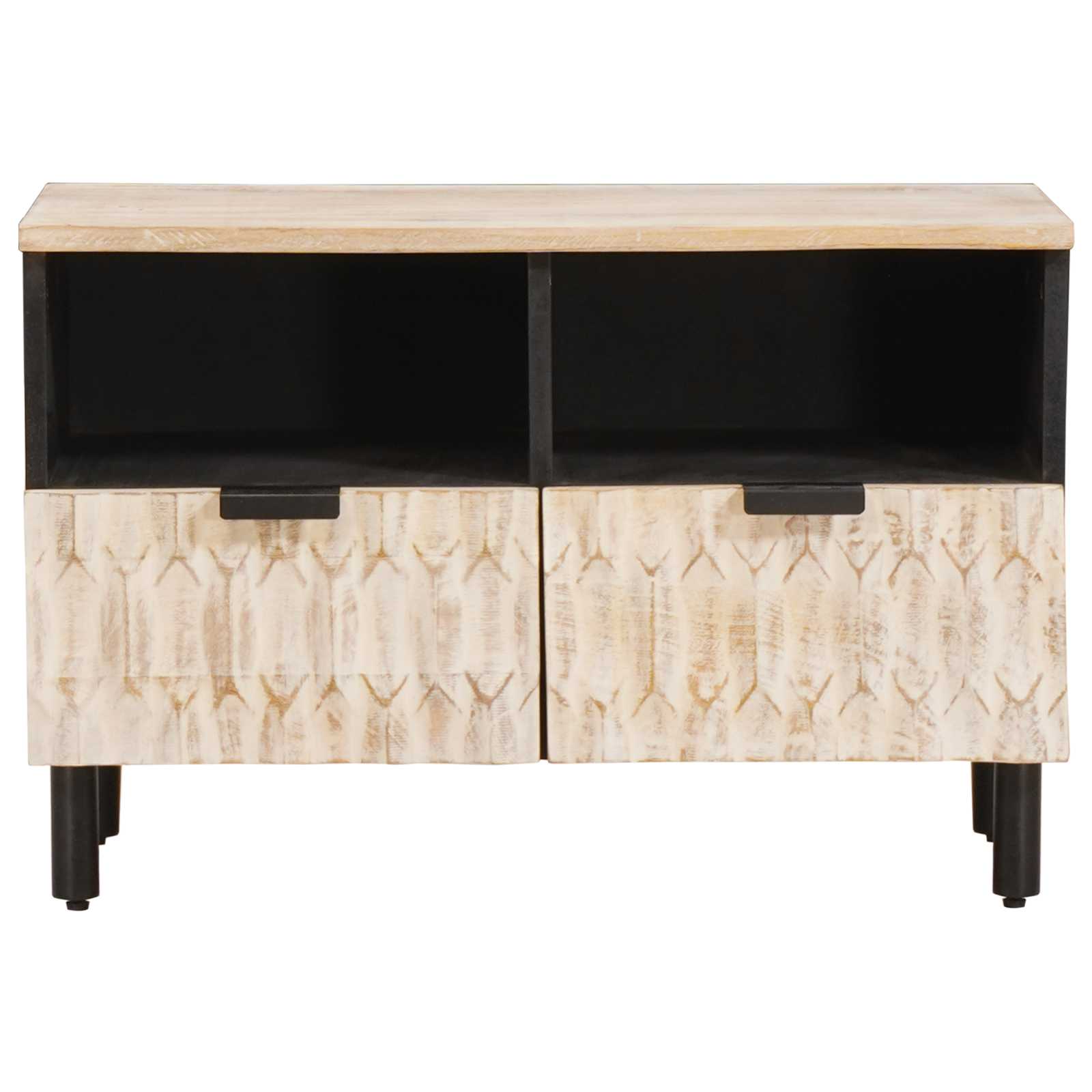 vidaXL TV Cabinet White Wash Finish 70 x 33 x 46 cm Solid Mango Wood 3