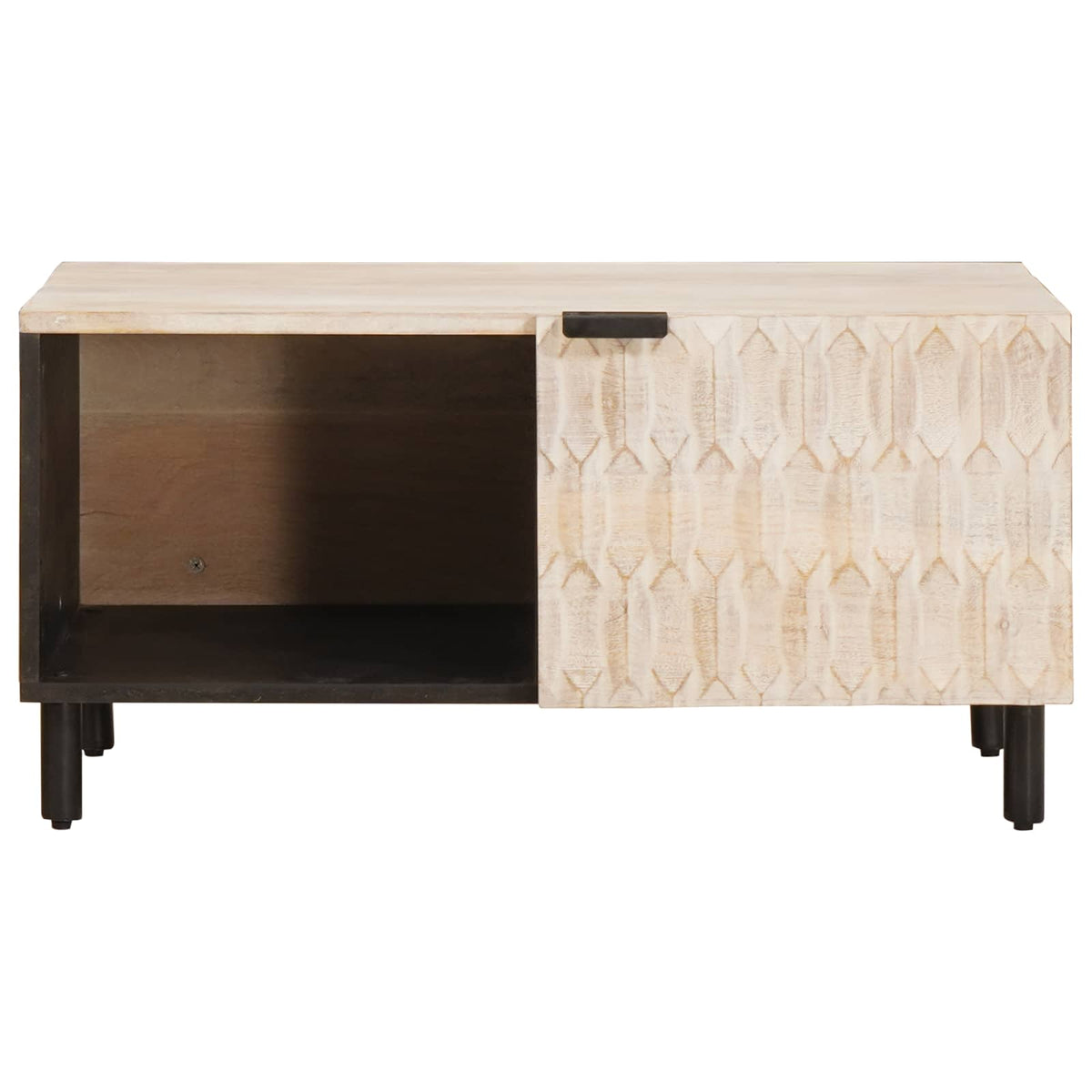 vidaXL Coffee Table White 80 x 50 x 40 cm Solid Mango Wood 3