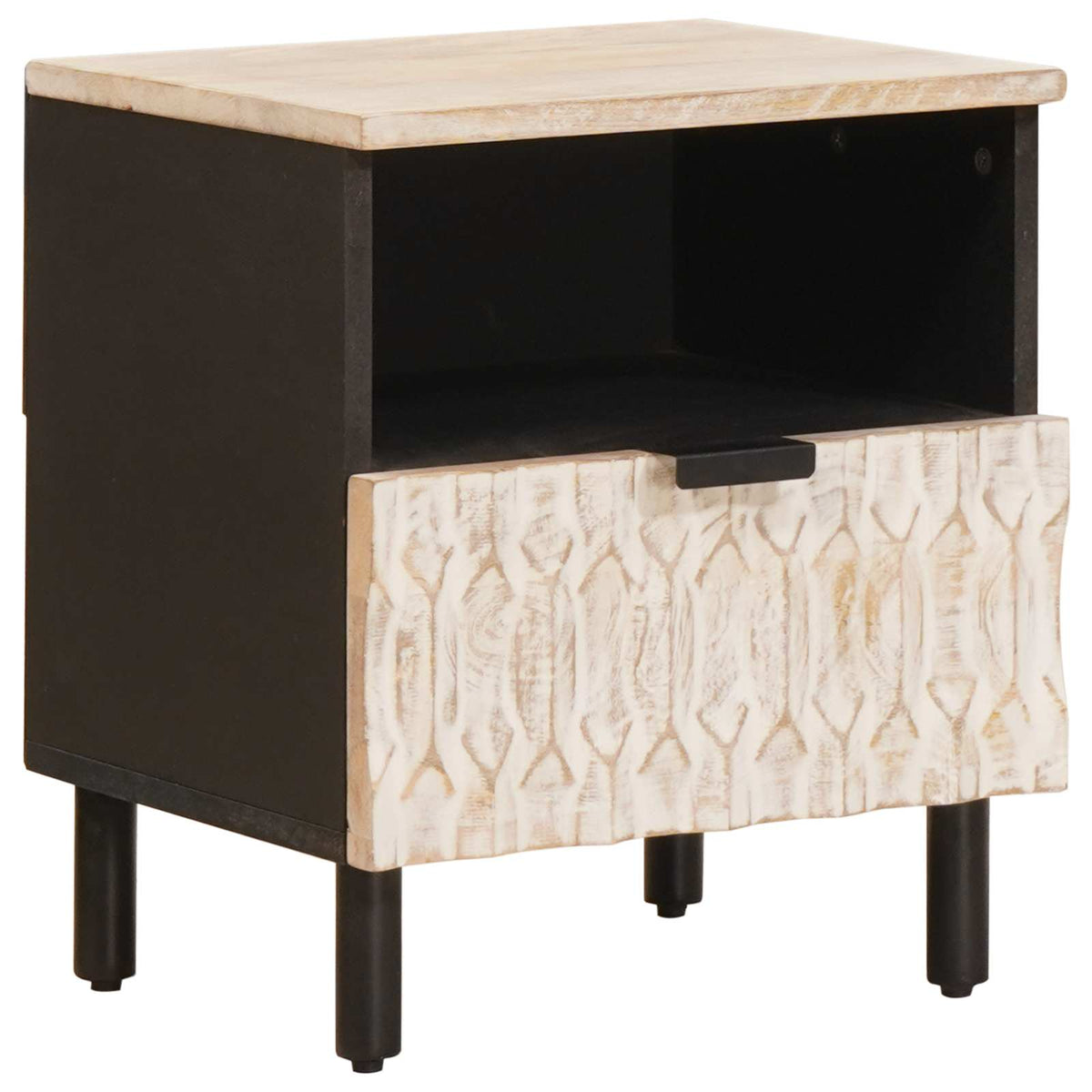 vidaXL Bedside Cabinet 2 pcs White 40 x 33 x 46 cm Solid Mango Wood 2