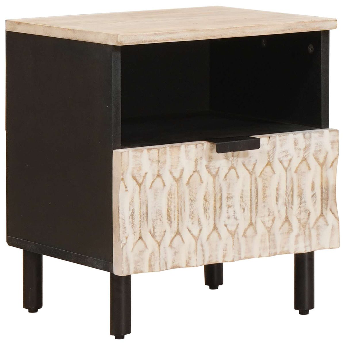 vidaXL Bedside Cabinet 2 pcs White 40 x 33 x 46 cm Solid Mango Wood 3