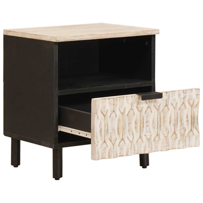 vidaXL Bedside Cabinet 2 pcs White 40 x 33 x 46 cm Solid Mango Wood 4
