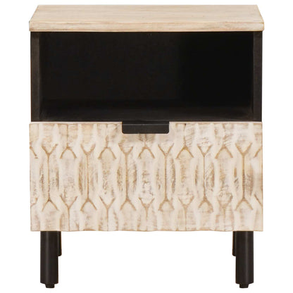 vidaXL Bedside Cabinet 2 pcs White 40 x 33 x 46 cm Solid Mango Wood 5