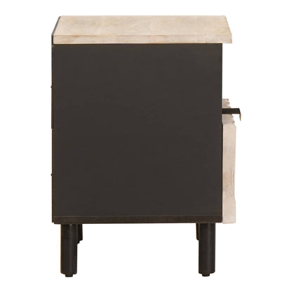 Bedside Cabinet White 40 x 33 x 46 cm Solid Mango Wood Black