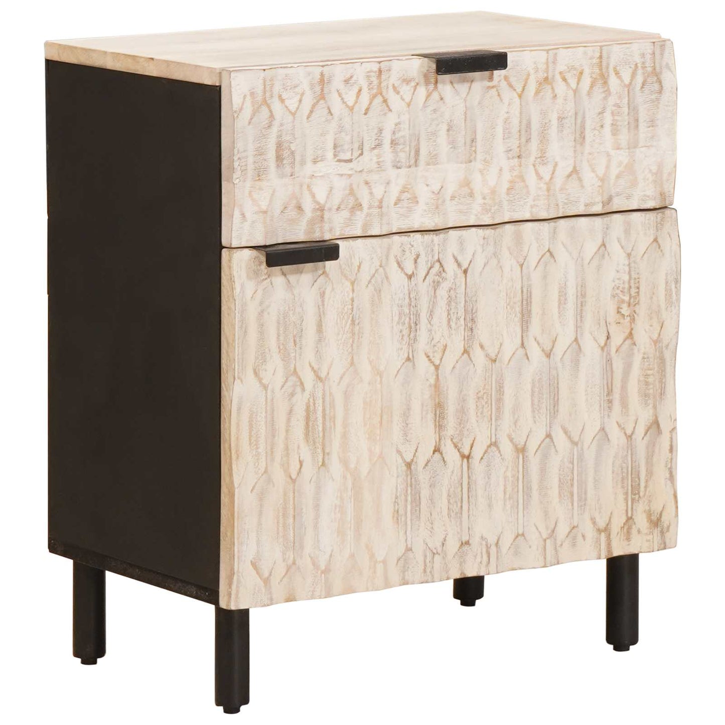 vidaXL Bedside Cabinet White 50 x 33 x 60 cm Solid Mango Wood 1