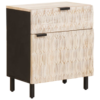 vidaXL Bedside Cabinet White 50 x 33 x 60 cm Solid Mango Wood 1