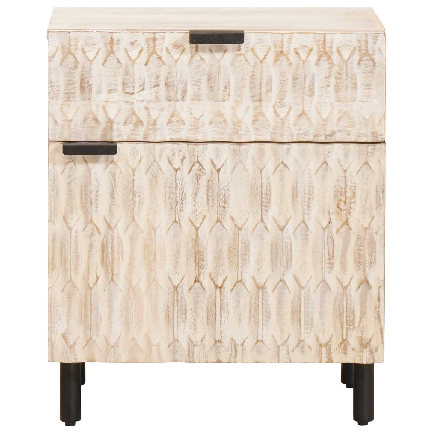 vidaXL Bedside Cabinet White 50 x 33 x 60 cm Solid Mango Wood 3