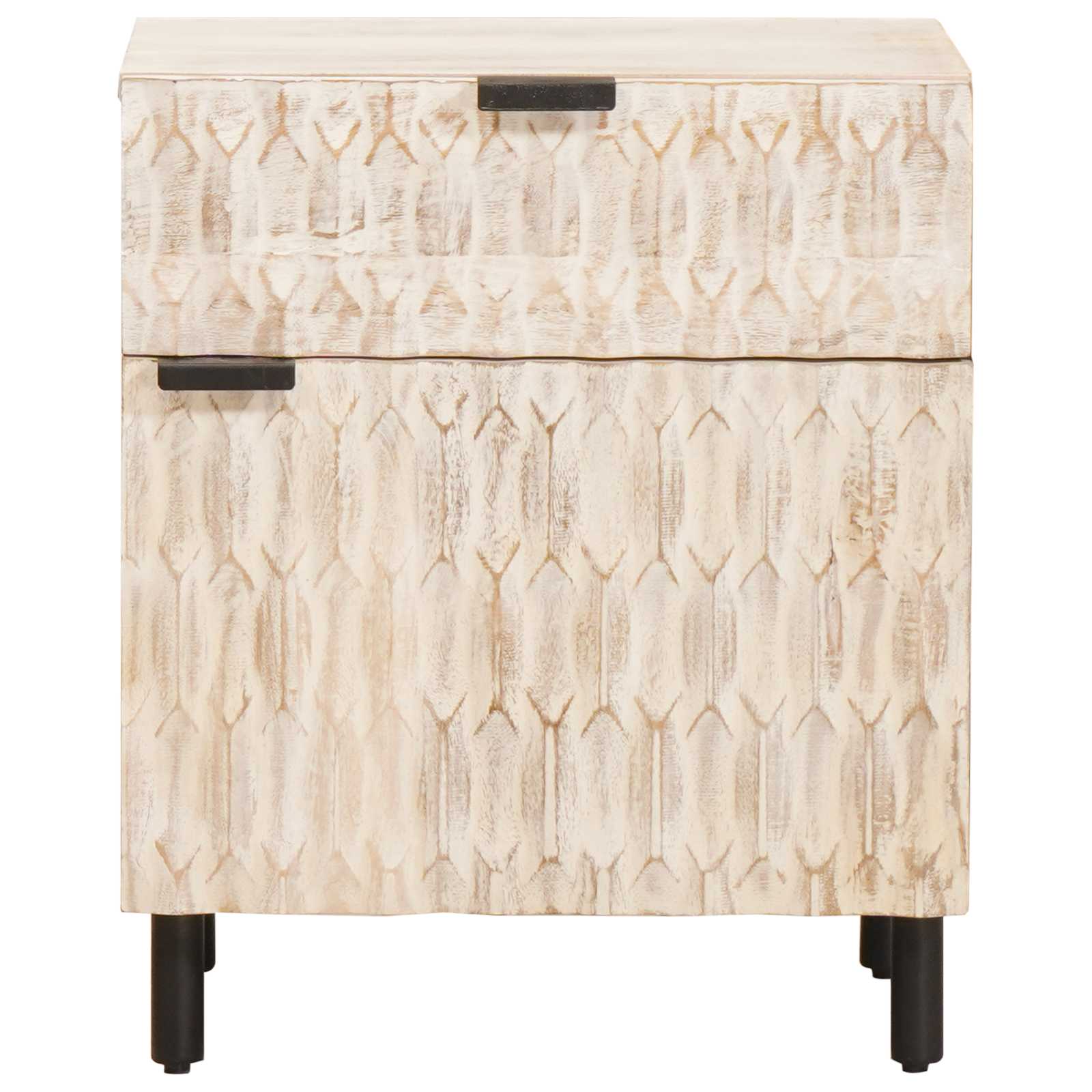 vidaXL Bedside Cabinet White 50 x 33 x 60 cm Solid Mango Wood 3