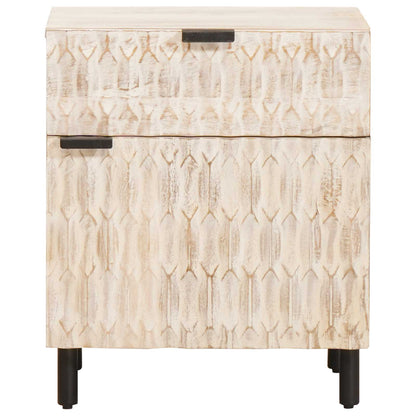 vidaXL Bedside Cabinet White 50 x 33 x 60 cm Solid Mango Wood 3