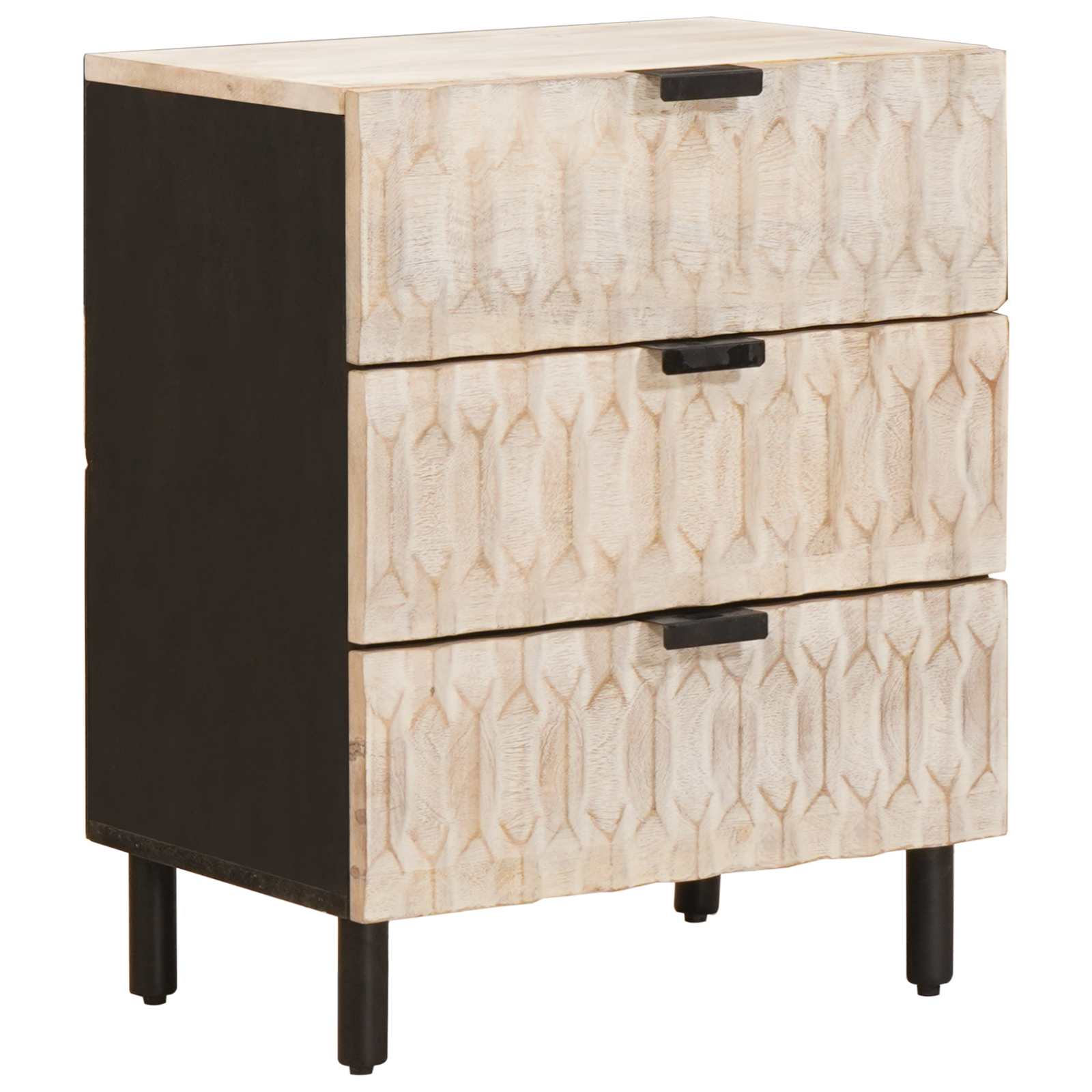 vidaXL Bedside Cabinet White 50 x 33 x 62 cm Solid Mango Wood 1