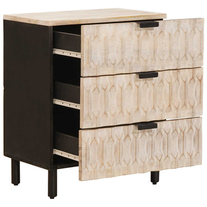vidaXL Bedside Cabinet White 50 x 33 x 62 cm Solid Mango Wood 2