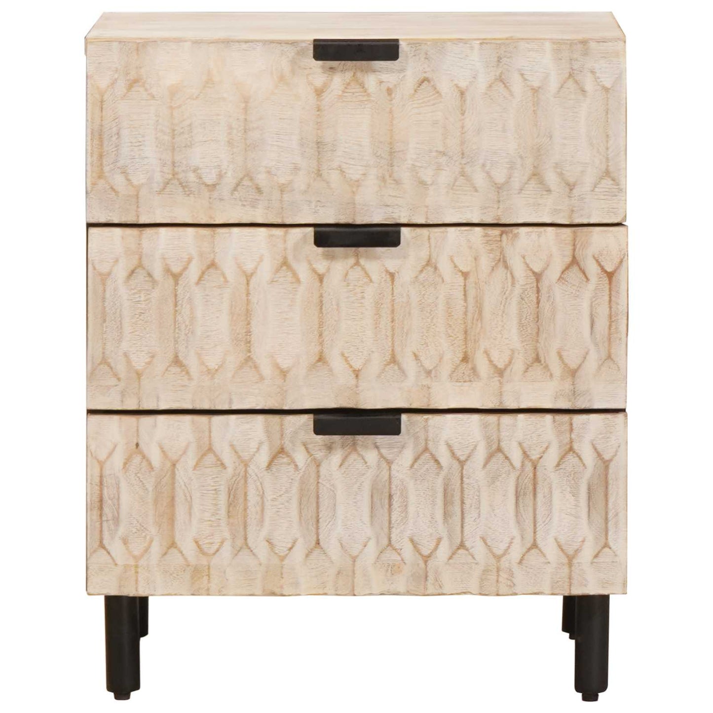 vidaXL Bedside Cabinet White 50 x 33 x 62 cm Solid Mango Wood 3