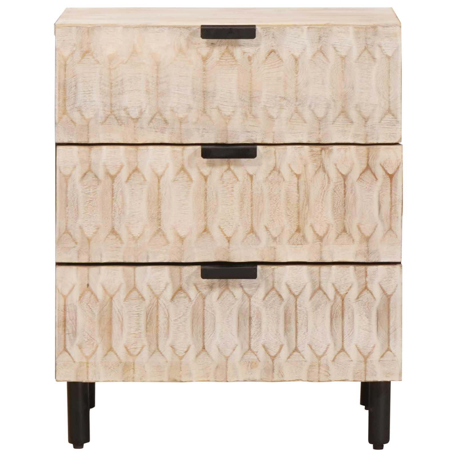 vidaXL Bedside Cabinet White 50 x 33 x 62 cm Solid Mango Wood 3
