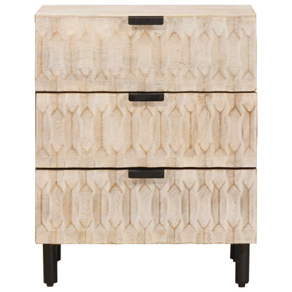 vidaXL Bedside Cabinet White 50 x 33 x 62 cm Solid Mango Wood 3
