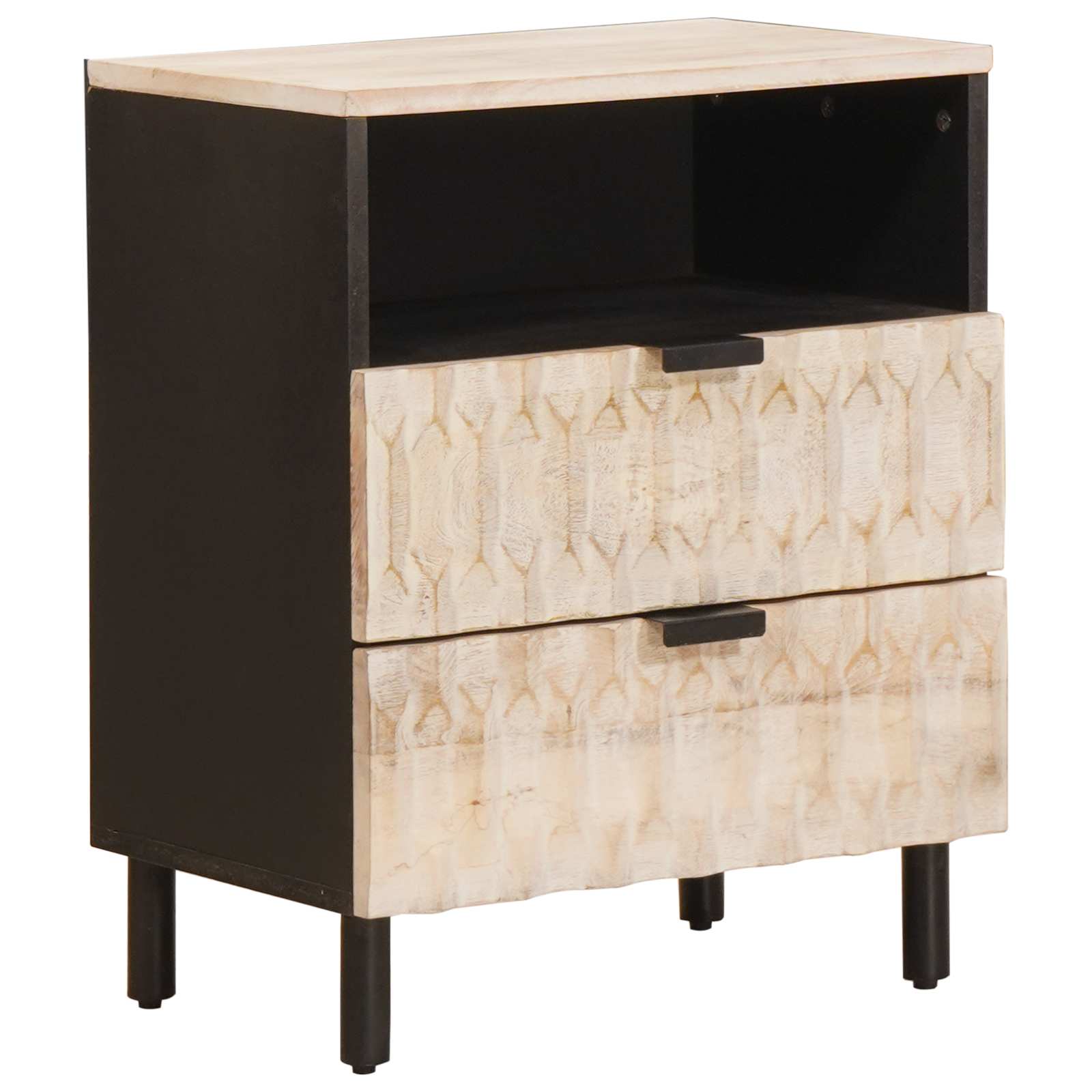 vidaXL Bedside Cabinet White 50 x 33 x 62 cm Solid Mango Wood 1