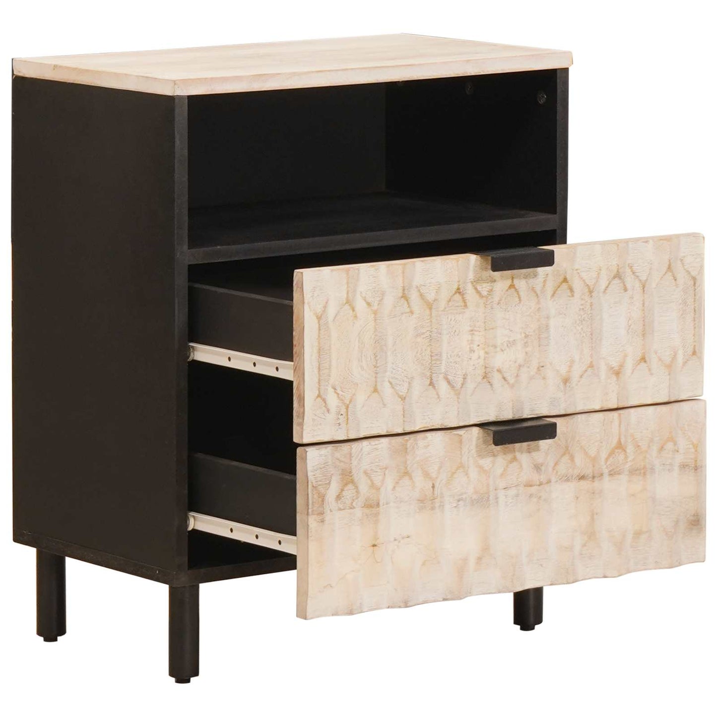 vidaXL Bedside Cabinet White 50 x 33 x 62 cm Solid Mango Wood 2