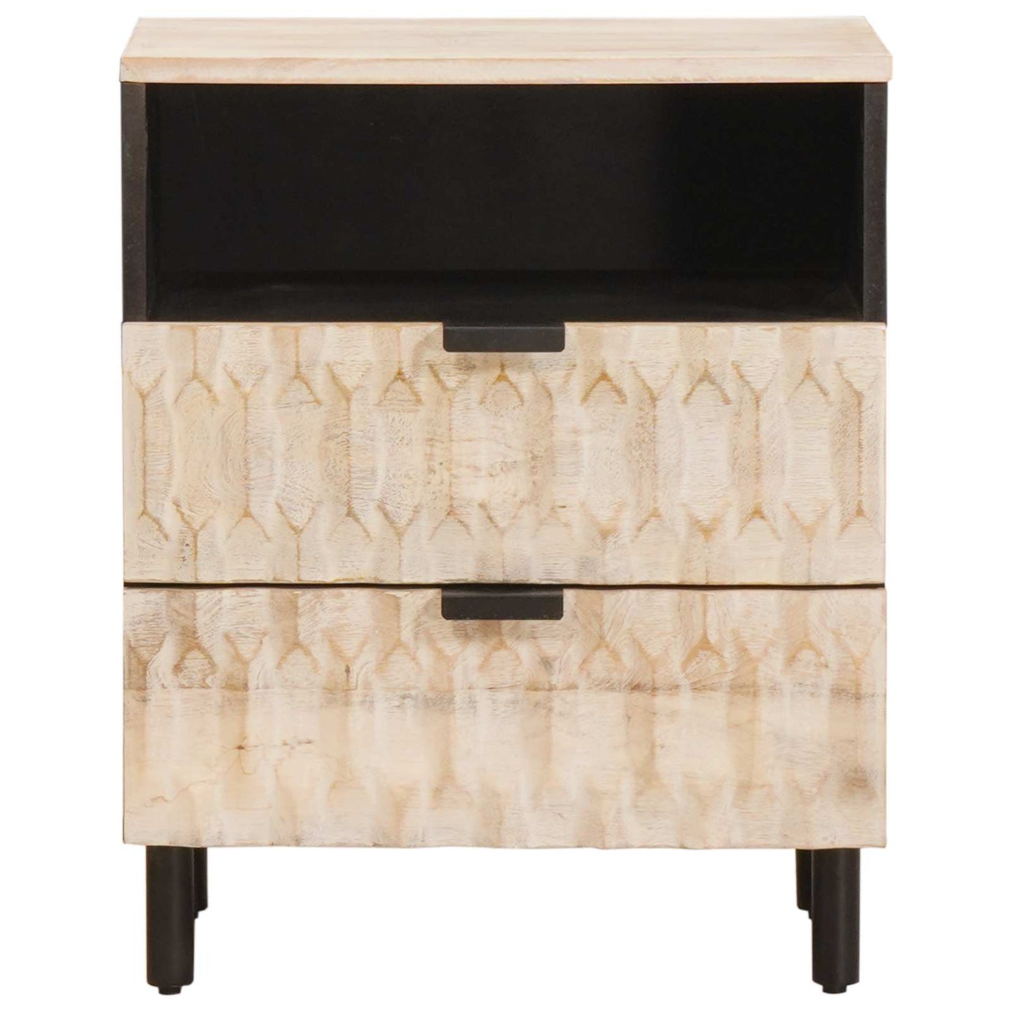 vidaXL Bedside Cabinet White 50 x 33 x 62 cm Solid Mango Wood 3