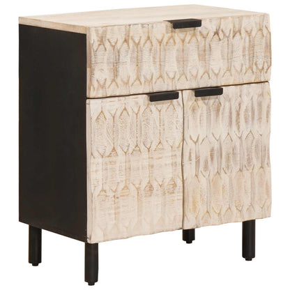 vidaXL Bedside Cabinet White 50 x 33 x 60 cm Solid Mango Wood 1