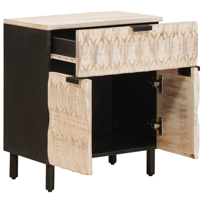 vidaXL Bedside Cabinet White 50 x 33 x 60 cm Solid Mango Wood 2