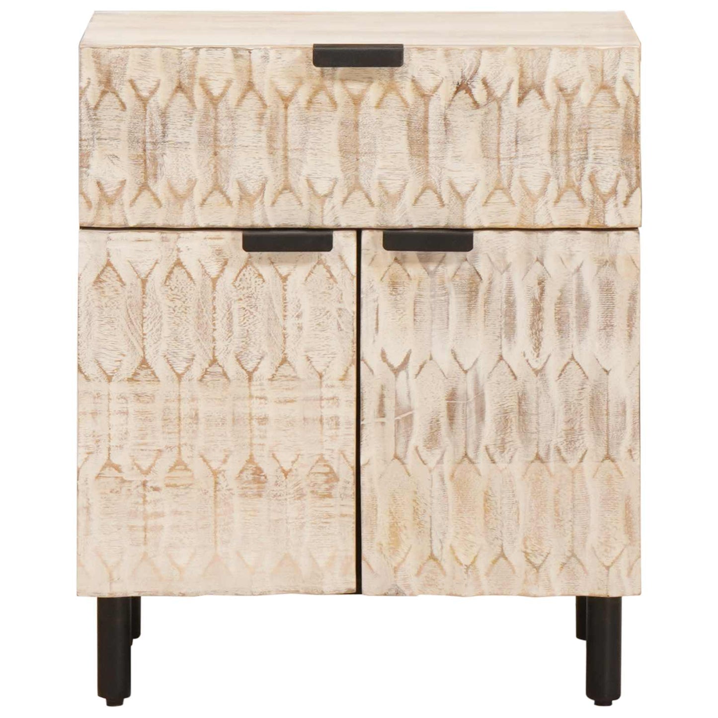 vidaXL Bedside Cabinet White 50 x 33 x 60 cm Solid Mango Wood 3
