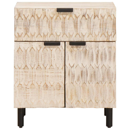 vidaXL Bedside Cabinet White 50 x 33 x 60 cm Solid Mango Wood 3