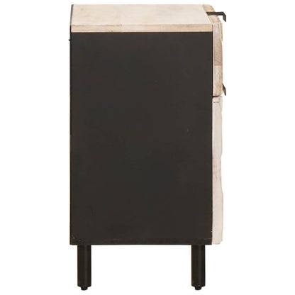 vidaXL Bedside Cabinet White 50 x 33 x 60 cm Solid Mango Wood 4