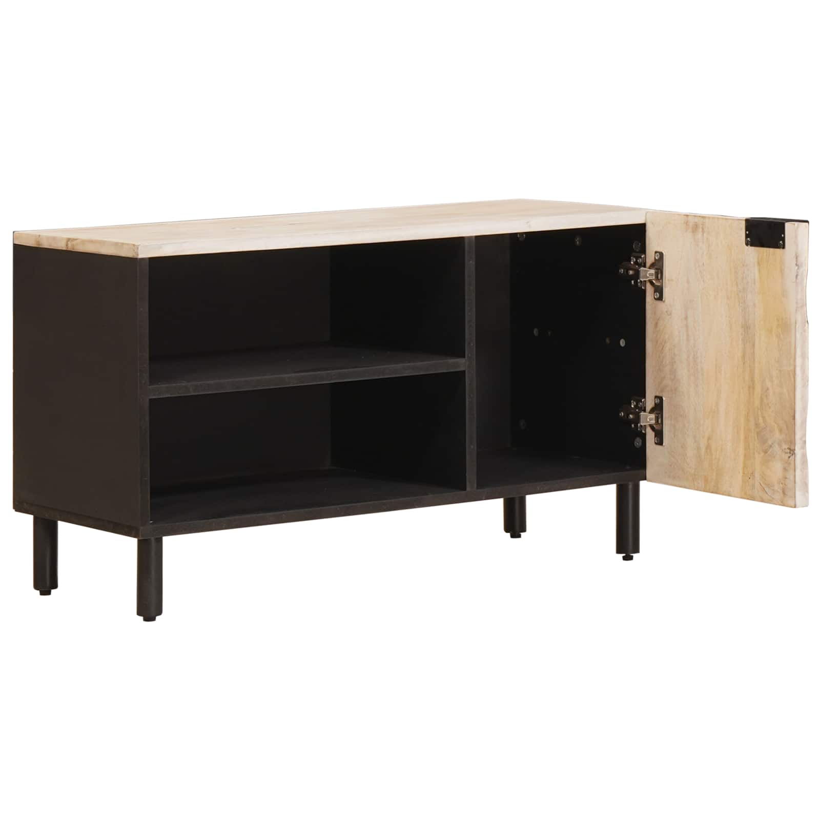 vidaXL TV Cabinet White Wash Finish 80 x 33 x 46 cm Solid Mango Wood 2