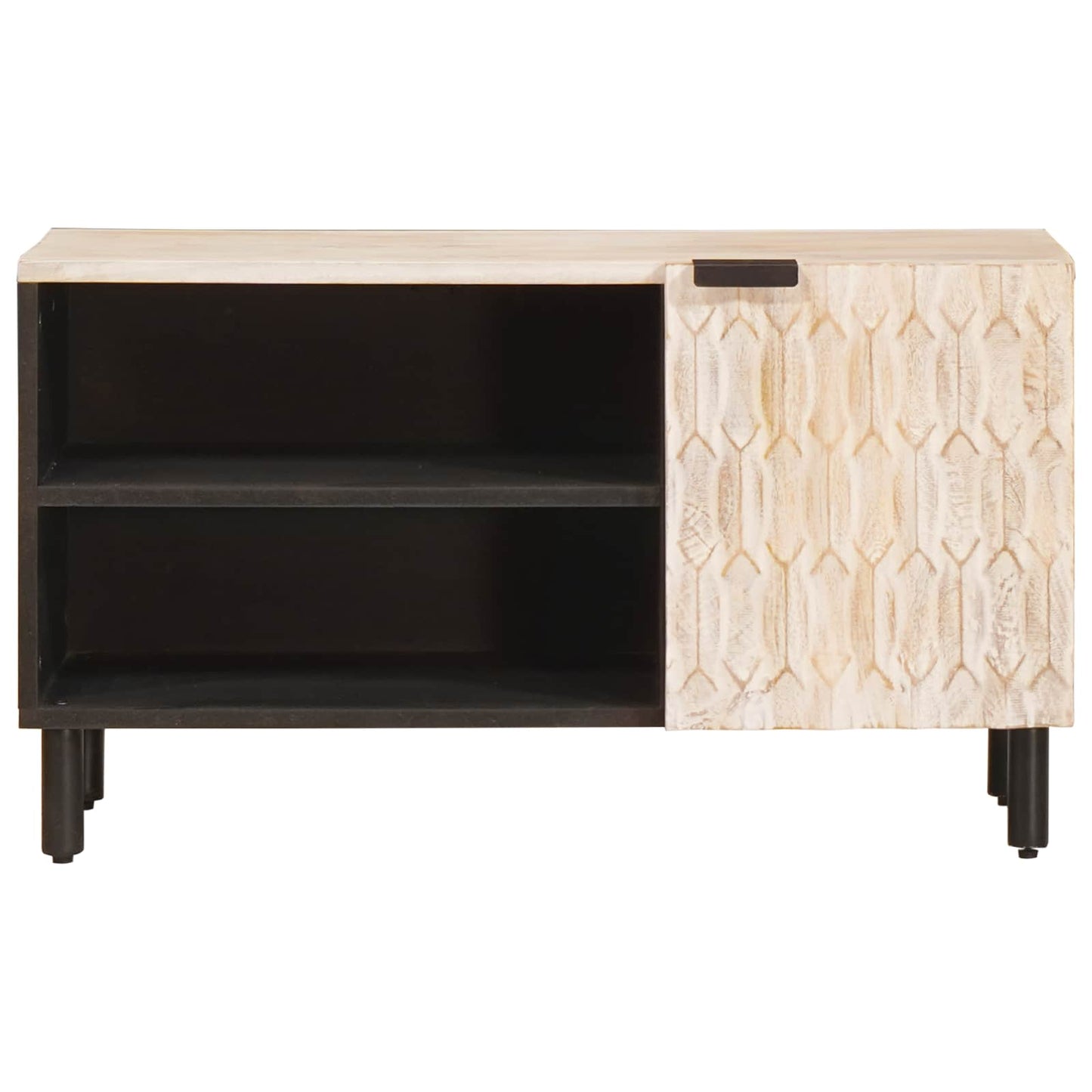 vidaXL TV Cabinet White Wash Finish 80 x 33 x 46 cm Solid Mango Wood 3