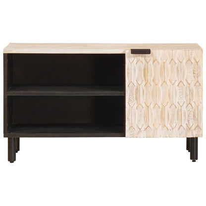 vidaXL TV Cabinet White Wash Finish 80 x 33 x 46 cm Solid Mango Wood 3