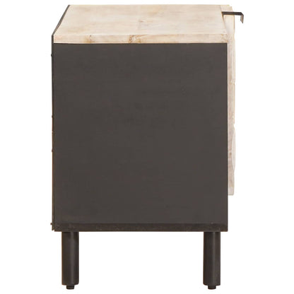 vidaXL TV Cabinet White Wash Finish 80 x 33 x 46 cm Solid Mango Wood 4