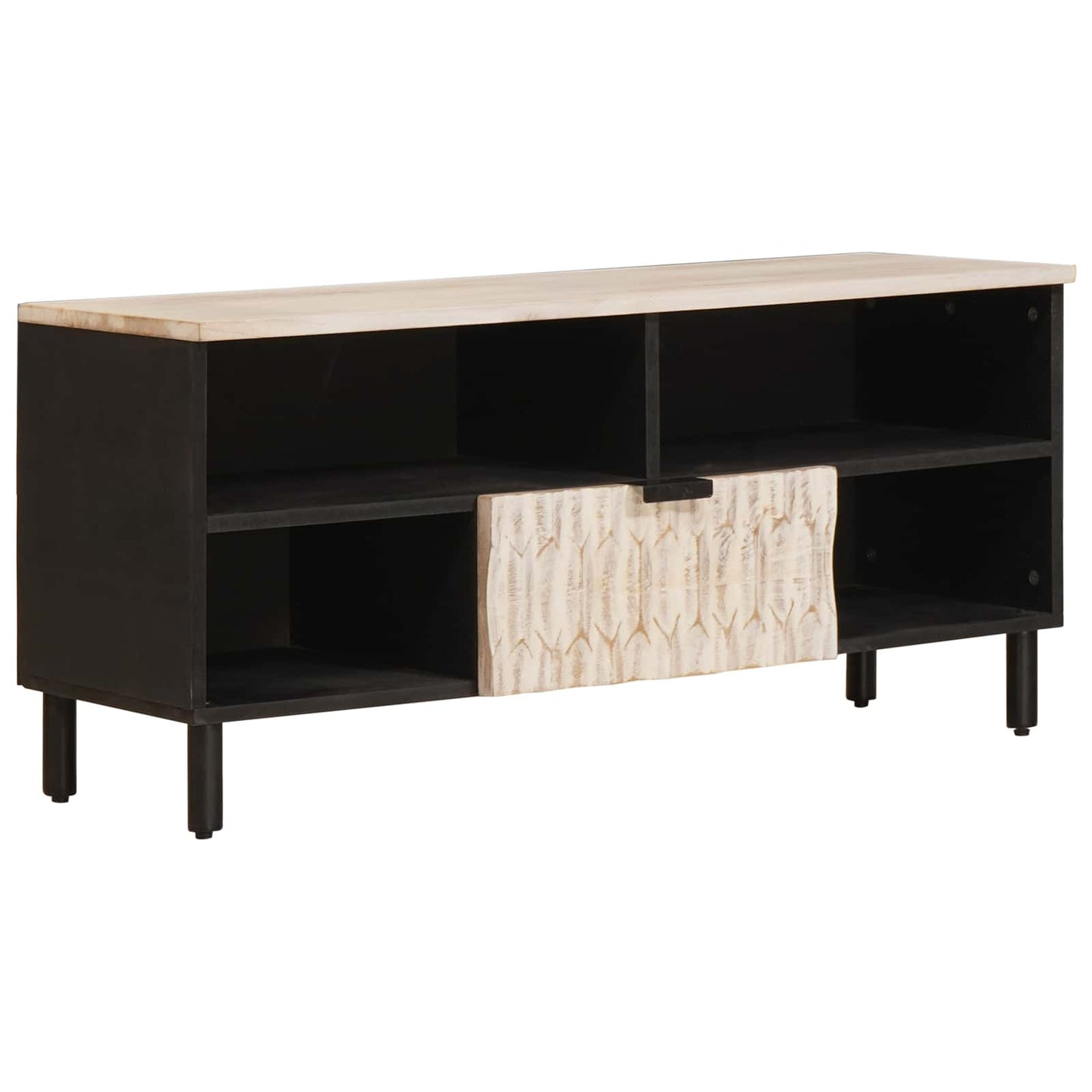 vidaXL TV Cabinet White Wash Finish 100 x 33 x 46 cm Solid Mango Wood 1