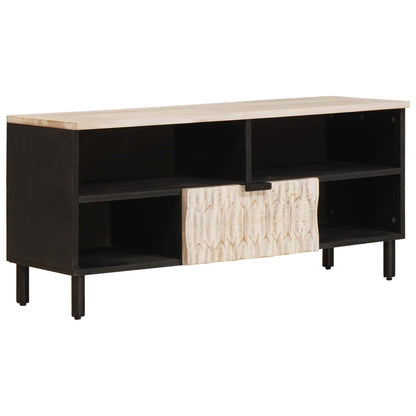 vidaXL TV Cabinet White Wash Finish 100 x 33 x 46 cm Solid Mango Wood 1