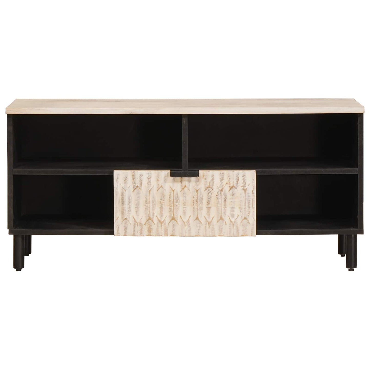 vidaXL TV Cabinet White Wash Finish 100 x 33 x 46 cm Solid Mango Wood 3
