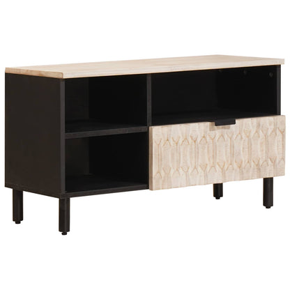 vidaXL TV Cabinet White Wash Finish 80 x 33 x 46 cm Solid Mango Wood 1