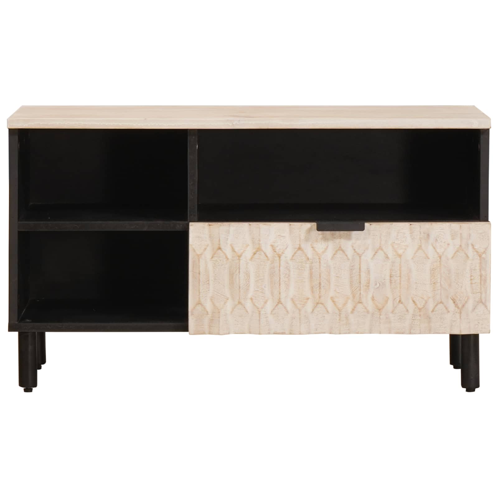 vidaXL TV Cabinet White Wash Finish 80 x 33 x 46 cm Solid Mango Wood 3